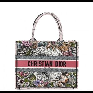 Canvas Embroidered Small Zodiac Book Tote Pink Multicolor